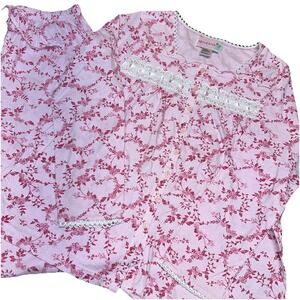 NWT Vintage Y2K Moon Dance Pink Floral Lace Pajamas 2-Pc Set Old Stock Women's M